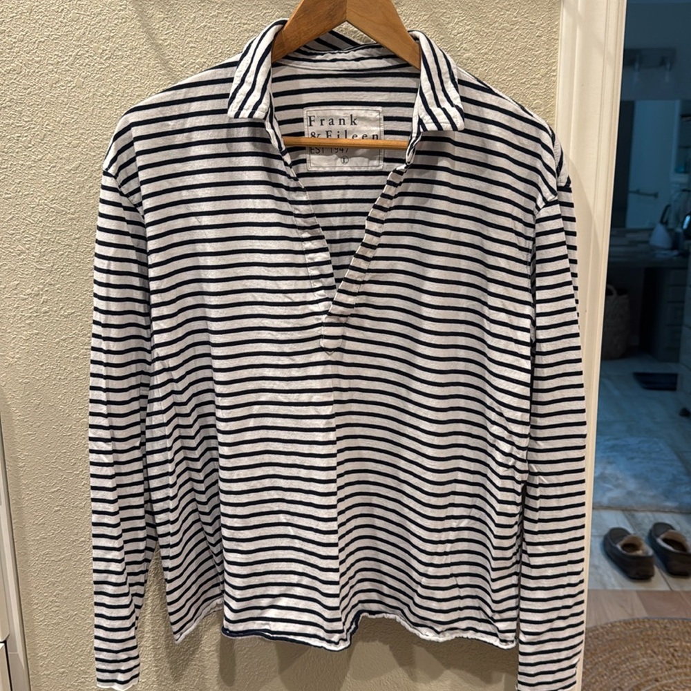Excellent Frank & Eileen Patrick Popover Large blue white